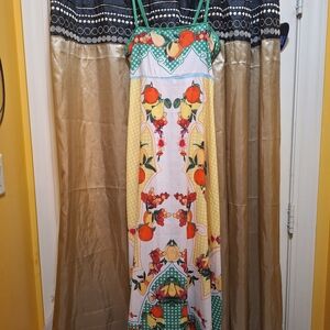 Colorful Fruit Print Maxi Dress